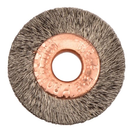 Weiler 1" Dia Crimped Wire Wheel, .005" Fill, 1/4" Arbor Hole 16471
